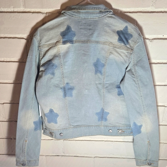 LuLaRoe Harvey  Denim Jean Crop Jacket - Blue with Stars - Patriotic - Picture 5 of 10